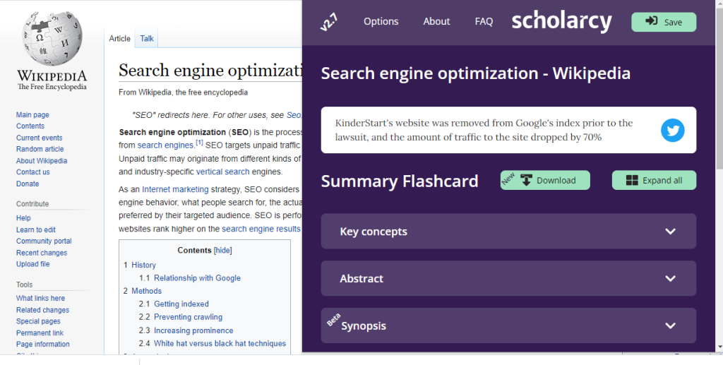 Click on Scholarcy in the Google Chrome Extension